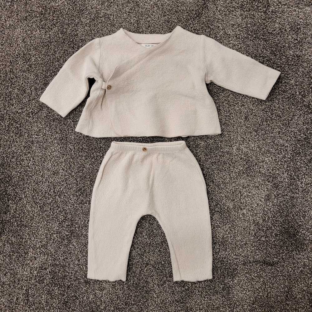 Neutral Cream Kids Knit Matching Set - Top & Pants